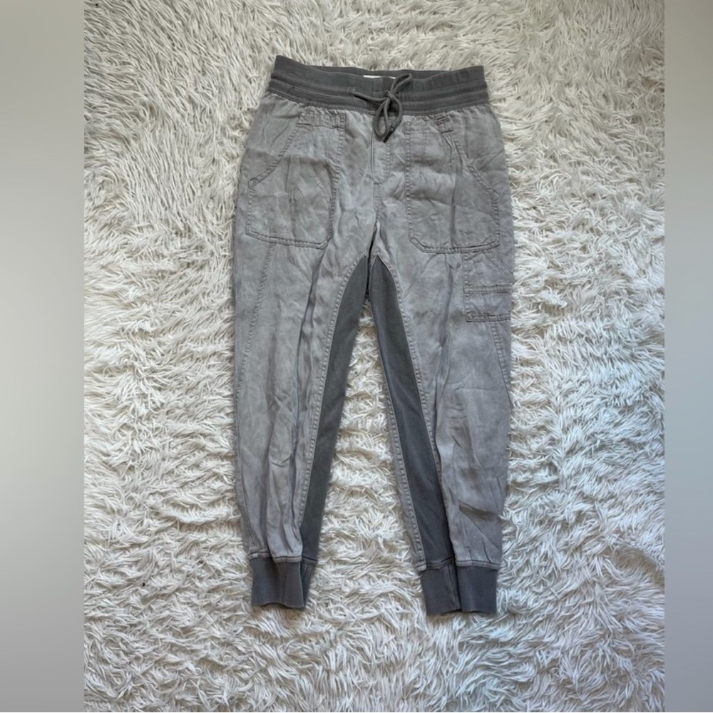 Anthropology Nomad Joggers grey and dark grey strechy cloth as seen w/ drawstrin - Picture 2 of 4